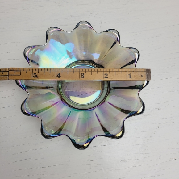 Vintage Federal Glass Smokey Purple Iridescent Carnival Glass Bon Bon Bowl - Picture 6 of 13